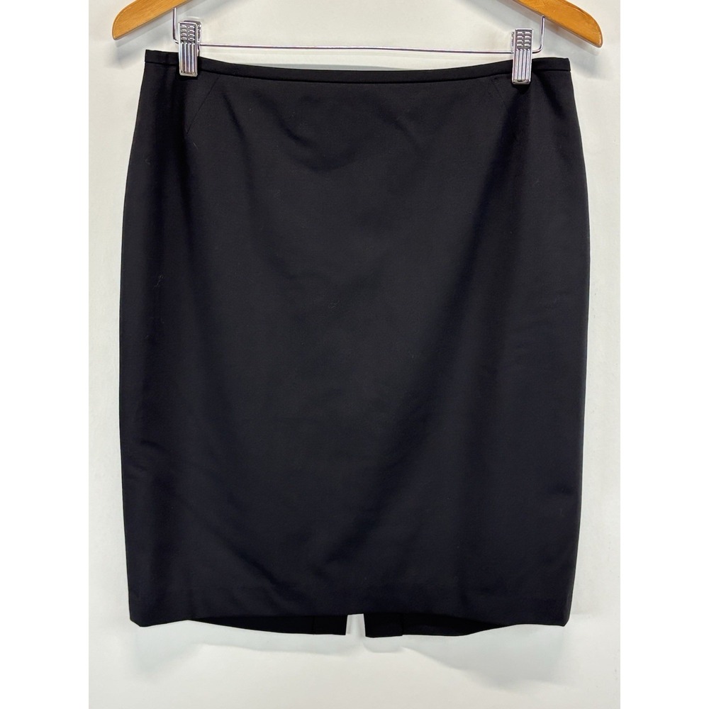 Lafayette 148 Women's Pencil Skirt In Black Wool 10 (32x21.25)  Career Capsule